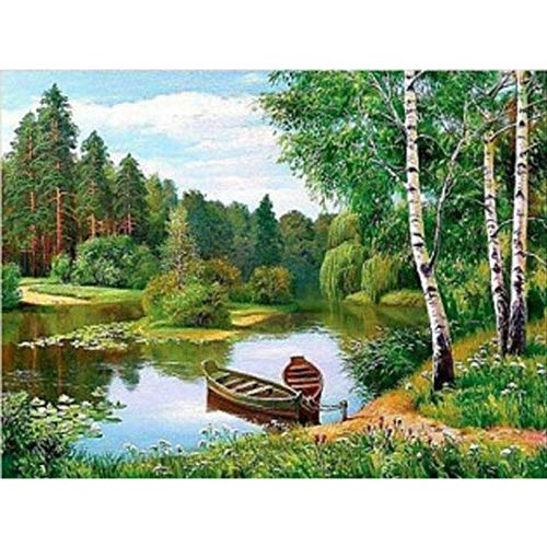 kreuzstich set Vorgedruckt erwachsene anfanger See Wald Stickpackungen Kreuzstich DIY Starter Stickbild Handwerk 11CT Geschenk Heimdekoration(16×20inch） von Bluehurric