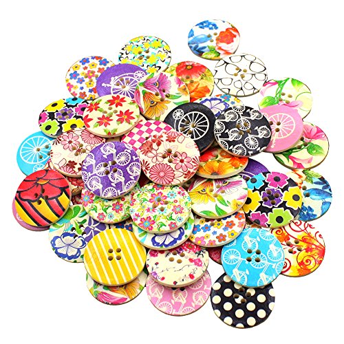 Bluelans® Lederpolster Schnittmuster 3 cm 4 Löcher Bunt Holz Knöpfe für Scrapbooking DIY Dekoration von Bluelans