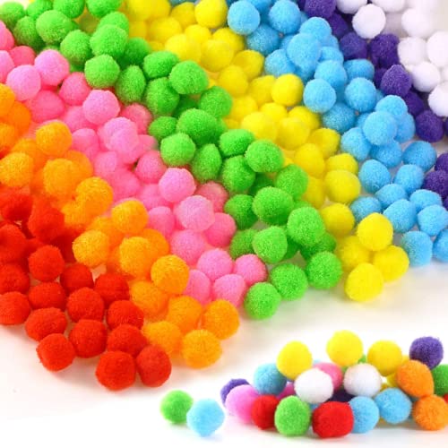 300 stücke 2.5cm Pompons, Bunt Mini Pompons, Bunte Pompom, Pompom Bälle Kleine Bommeln, Pom Pom bälle Flauschigen Plüsch Bälle für Lustige DIY Kreative Handwerk (300pcs 2.5 cm) von Bluelves