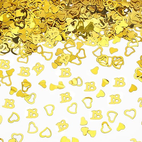 Bluelves 18. Geburtstag Jubiläum Konfetti Goldene,20g Konfetti Geburtstag Deko,Zahlenconfetti Tischdeko Goldene Hochzeit Streudeko,18. Party Glitter Confetti Tischkonfetti für Frau Mann（Gold） von Bluelves