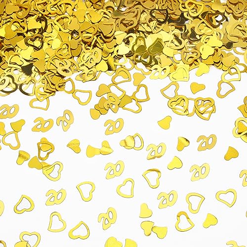 Bluelves 20. Geburtstag Jubiläum Konfetti Goldene,20g Konfetti Geburtstag Deko,Zahlenconfetti Tischdeko Goldene Hochzeit Streudeko,20. Party Glitter Confetti Tischkonfetti für Frau Mann（Gold） von Bluelves