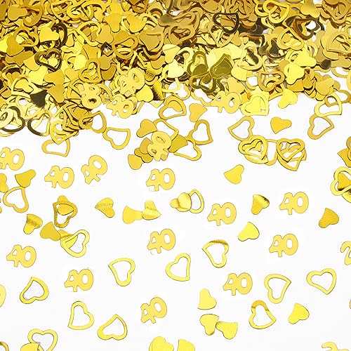 Bluelves 40. Geburtstag Jubiläum Konfetti Goldene,20g Konfetti Geburtstag Deko,Zahlenconfetti Tischdeko Goldene Hochzeit Streudeko,40. Party Glitter Confetti Tischkonfetti für Frau Mann（Gold） von Bluelves