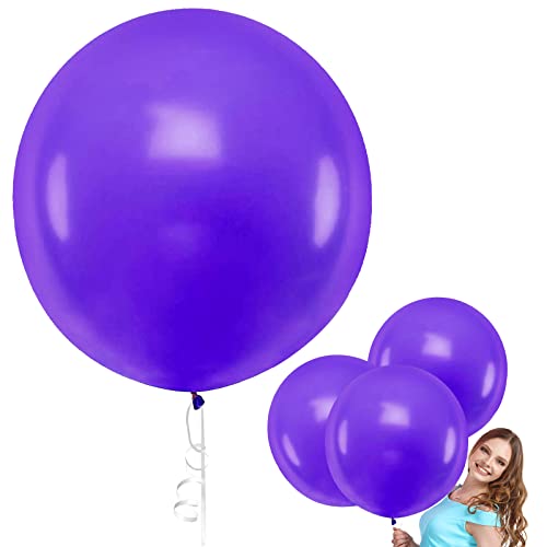 90cm Groß Ballon Violet, 6 Stück Riese Latex Ballon, Grosse Luftballons, XXL Riesen Luftballon, Riesige Runder Luftballons, Jumbo Dicke Latex Ballon für Hochzeit Geburtstag Karnevals Deko von Bluelves