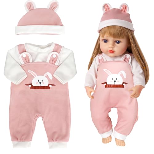 Puppenkleidung, Puppenzubehör für Puppen 35-40 cm, Kleidung Outfits für Puppen mit Hut Langarm Hose, Puppenkleider Rosa Kaninchen Ostern Geschenke für Mädchen Jungen von Bluelves