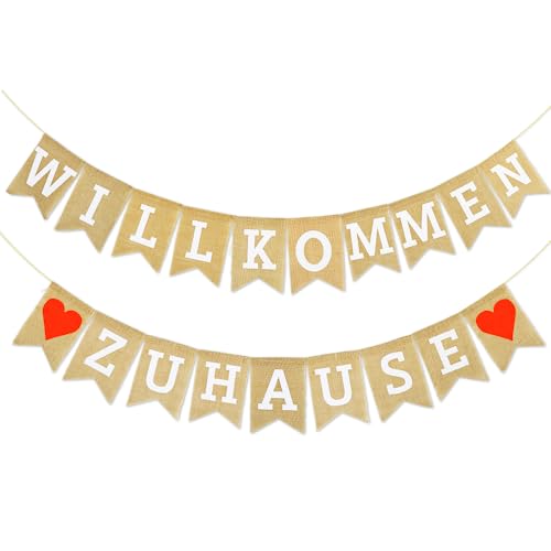 Bluelves Willkommen Zuhause Banner, 2,5 M Herzlich Willkommen Girlande,Sackleinen Banner, Willkommen Zuhause Baby Banner,Welcome Back Home für Dekoration Familie Partei von Bluelves