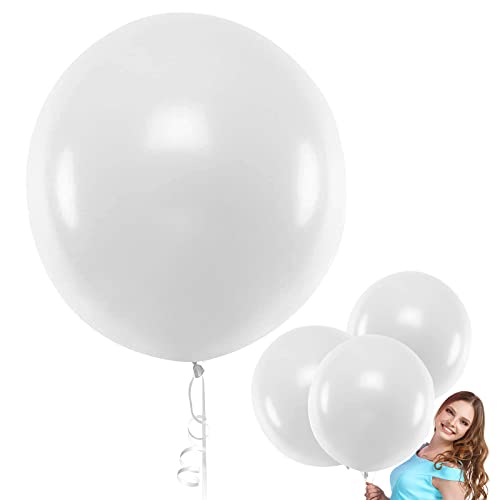 Bluelves Luftballon Hochzeit Weiß, Riesen Luftballons, Grosse Luftballons Weiß, XXL Luftballon Weiß 90cm, Latex Riesige Ballon für Hochzeit Geburtstag Taufe Babyparty Kindergeburtstag Karnevals Deko von Bluelves