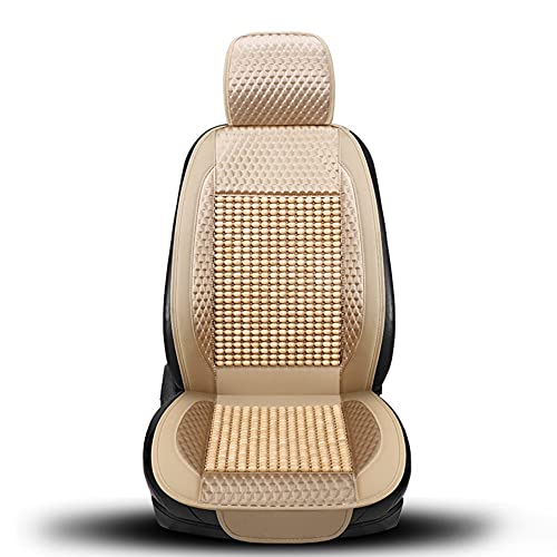 Blueshyhall Auto Sitzbezug Massage, Coole Atmungsaktive Autositzbezüge Sommer Sitzauflage Auto Vordersitze, Holzperlen Sitzauflage Auto Vordersitze, Universalle Massagekissen für Auto, Büro (Beige) von Blueshyhall