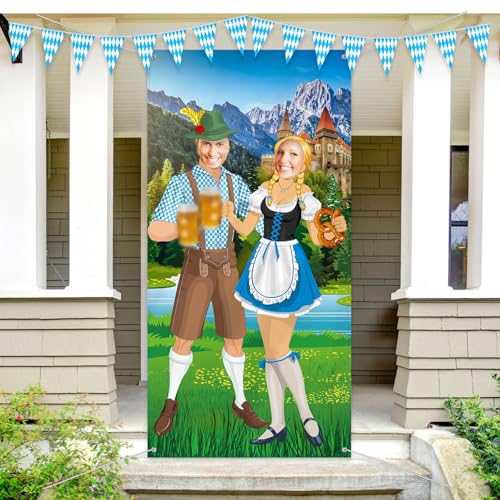 Bier Festival Dekorationen Banner Großer Bayerischer Hintergrund Tür Banner Fotoautomat Bierfest Party Zubehör, 6 x 3 ft von Blulu