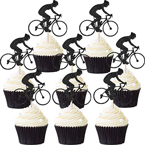 Blulu 72 Stücke Fahrrad Cupcake Topper Fahrrad Sport Kuchen Topper Glitter Fahrrad Kuchen Dekoration für Fahrrad Themed Birthday Party Supply von Blulu