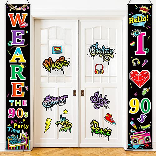 Blulu Jahre Party Szene Setter Wand Dekoration Kit Jahre Veranda Zeichen Party Tür Zeichen für Jahre Thema Party Rock Stern Geburtstag Dekoration (90 Jahre We Are 90s) von Blulu