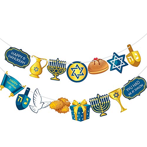 Happy Chanukka Banner Chanukka Deko Chanukka Girlande Türschild Hintergrund Blau Willkommen Schild Fotokabine Requisiten Jüdisches Judentum Israel Party Deko für Zuhause Urlaub Party Deko von Blulu