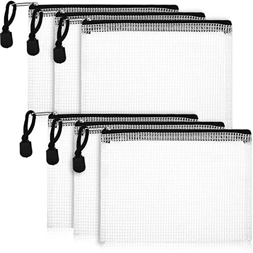 Mesh Reißverschlusstasche A6 Größe Mesh Aktenordner Dokumententasche, PVC Reißverschlusstasche für Organisieren, Kunststoff Netztaschen für Schule Büro Zubehör, 6,5 x 4,9 Zoll (6 Stück) von Blulu