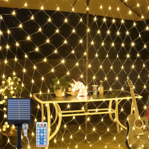 Blumacht Netz-Außenleuchten, 192 Led 9,8x6,5 FT anschließbare Lichterketten Mit verschiedenen Beleuchtungsmodi, LED-Netzlichter für Büsche, Garten, Hinterhof, Urlaub, Weihnachten (Gold) von Blumacht