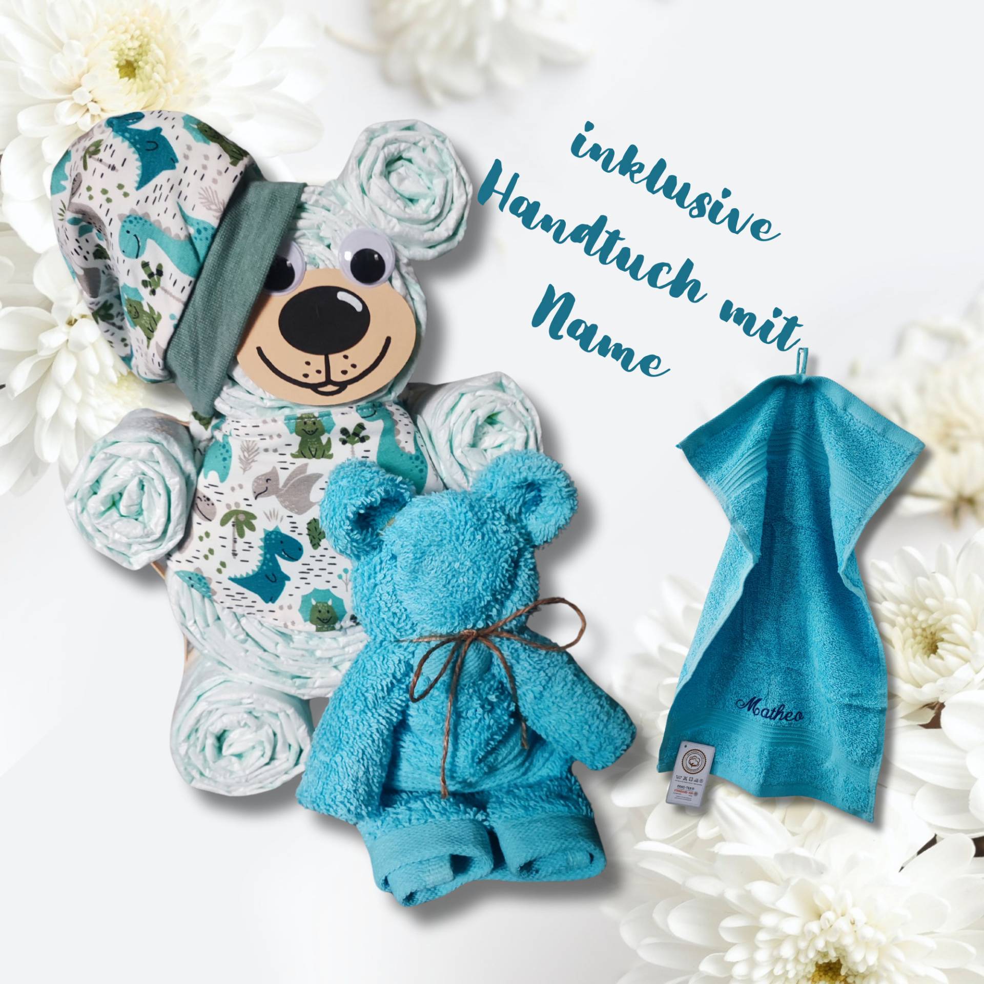 Geburtsgeschenk Für Neugeborene | Liebevolles Und Besonderes Babygeschenk Handgemachte Windeltorte Jungs Personalisiertes Handtuch von Blumbi