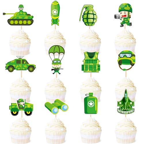 24 Stück Militärische KuchenTopper Militärflugzeuge Cupcake Toppers Jäger, Hubschrauber, Bomber Cupcake Toppers Picks Air Force Festival Feier Feiern Party Kuchen Dekore von Blumomon