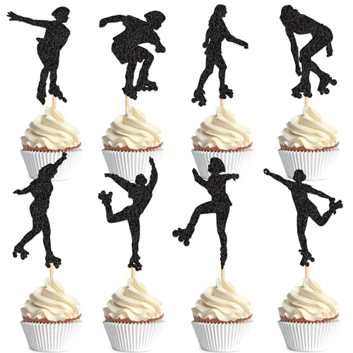 32 Stück Rollschuhlaufen Cupcake Toppers Rollschuhlaufen Cupcake Dekorationen Rollschuhlaufen Thema Bachelorette Geburtstag Party Kuchen Dekorationen Zubehör von Blumomon