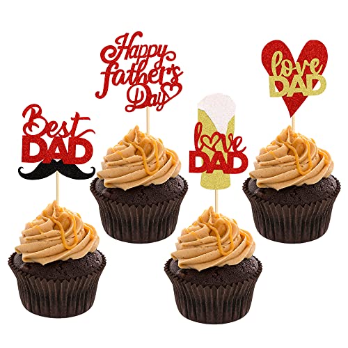 36 Stück Glitter Happy Father's Day Cupcake Decorating Papas Geburtstag Kuchen dekoration Papas Geburtstag Partyzubehör Vatertag Party Cupcake Dekoration von Blumomon