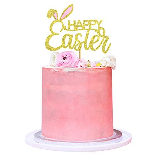 Blumomon 1 Stück Frohe Ostern Kuchen Deckschicht Gold Glänzend Frohe Ostern Cupcake Deckschicht Kuchen Hase Abschlussschicht Kuchen Ostern Dekoration von Blumomon