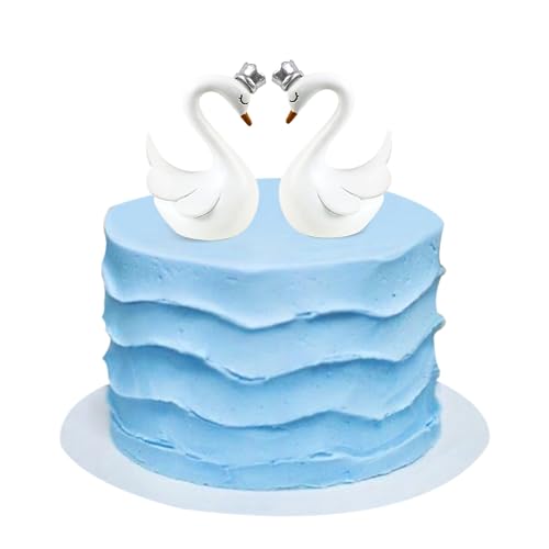 Blumomon 2 Stück Silberkrone Blink Schwan Kuchen Topper Geburtstagstorte Topper Dekoration Schwan Cake Topper Schwan Ornamente Geburtstagstorte Topper CupcakeTopper von Blumomon