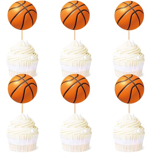 Blumomon 24 Stück Dual Front Basketball Sport Kuchen Dekoration Basketball Sport Cupcake Topper Sport Themed Party Dekoration Passend Für Basketball Sportler Periphere Aktivitäten Dekoration von Blumomon