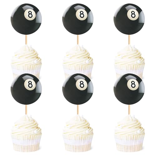 Blumomon 24 Stück Dual Front Billard Sport Kuchen Dekoration Billard Sport Cupcake Topper Sport Themed Party Dekoration Passend Für Billard Sportler Periphere Aktivitäten Dekoration von Blumomon