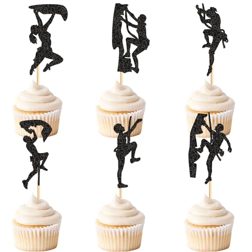 Blumomon 24 Stück Felsklettern Cupcake Topper Felsklettern Tortenaufsatz Sport Kuchen Dekoration für Felsklettern Party Dekoration Sport im Freien Party Dekoration von Blumomon