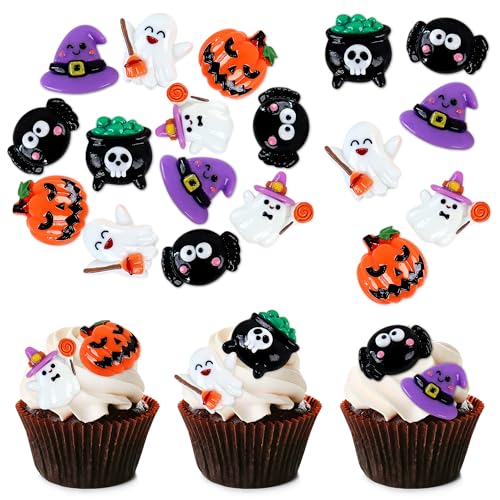 Blumomon 24 Stück Halloween 3D Cupcake Dekorationen Geist Cupcake Toppers Kürbislaterne,ZauberhutKuchen Deko Happy Halloween Anforderungen Für Halloween Theme Geburtstagsparty Gefälligkeiten Zubehör von Blumomon