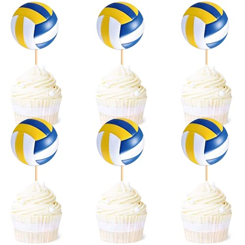 Blumomon 24 Stück Dual Front Volleyball Sport Kuchen Dekoration Volleyball Sport Cupcake Topper Sport Themed Party Dekoration Passend Für Volleyball Sportler Periphere Aktivitäten Dekoration von Blumomon