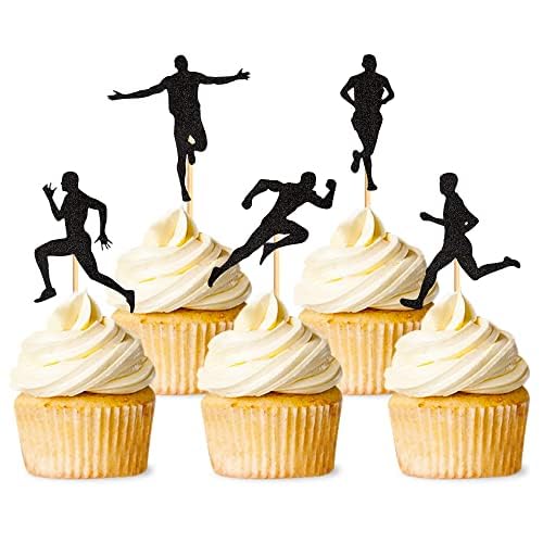 Blumomon 25 Stück Fitness-Themen zum Dekorieren von Kuchen – Sportkuchendekoration – Happy Birthday Läufer, Cupcake, Dekoration – Artikel für Sportpartys von Blumomon