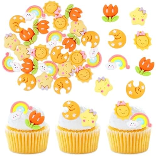 Blumomon 25 Stück Stern Sonne Cupcake Toppers Braut Verlobung, Baby Dusche, Geburtstag Party Cupcake Dekorationen, Picks Kindergeburtstag Party Dekorationen Zubehör von Blumomon