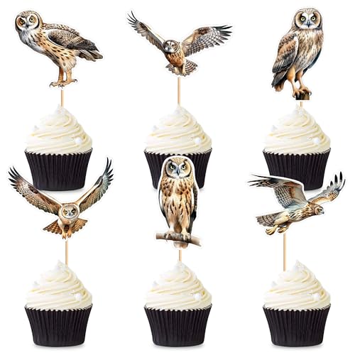 Blumomon 30 Stück Eule Cupcake Topper Dschungel Safari Tiere Kuchen Dekoration Tiere Figur Kuchen Topper Picks für Babyparty Kindergeburtstag Party Supplie von Blumomon