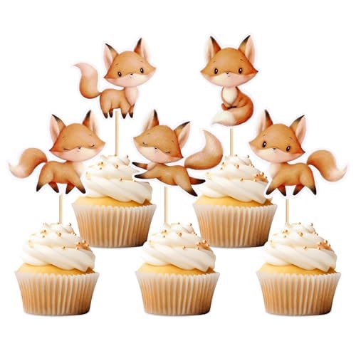 Blumomon 30 Stück Fox Cupcake Dekoration Wildlife Cupcakes Selected Fox Geburtstag Cupcakes Dekoration Happy Birthday Cupcakes Dekoration Tiere Cupcakes Top Tiere Geburtstag Thema Party von Blumomon