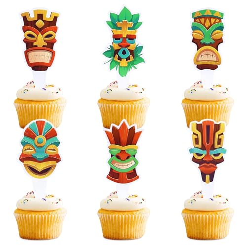 Blumomon 30 Stück Sommer Strand Vacation Cupcake topper Strandurlaub,Hawaii Masken,Strandparty Cupcakes topper,Sommer Babyparty Themen Geburtstag von Blumomon