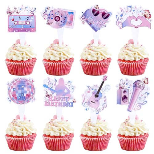 Blumomon 32 Stück T-S Sänger Konzert Kuchen Dekoration Musik Festival Kuchen Dekoration Cupcake Topper Musik Party Dekoration von Blumomon