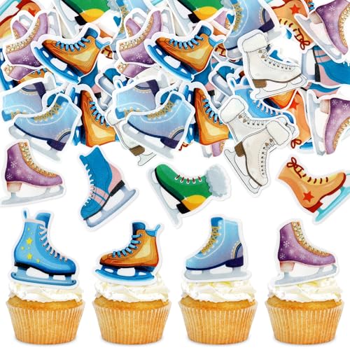 Blumomon 40 Stück Essbar Eiskunstlauf Cupcake Toppers Mädchen Eiskunstlauf Cake Toppers Sport Thema tische Kuchen Toppers von Blumomon