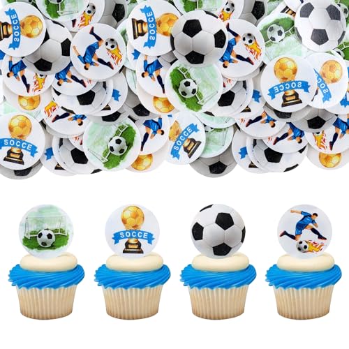 Blumomon 40 Stück Essbare Fußball Cupcake Topper Sport Kuchen Dekoration Sport Themed Party Dekoration Passend Für Sportler Periphere Aktivitäten Dekoration von Blumomon