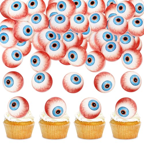 Blumomon 40 Stück Essbare Kuchen Dekoration Augapfel Cupcake Topper Augapfel Tortenaufsatz Kuchen Geburtstag Party Dekoration Halloween Party Dekoration von Blumomon