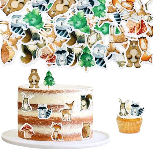 Blumomon 40 Stück Essbare Kuchen Dekoration Märchen Tier Kuchen Dekorationen, Cartoon Tier Herbst Wildlife Dekorationen, Bauernhof Wildlife Dekorationen Animal Party Dekoration von Blumomon