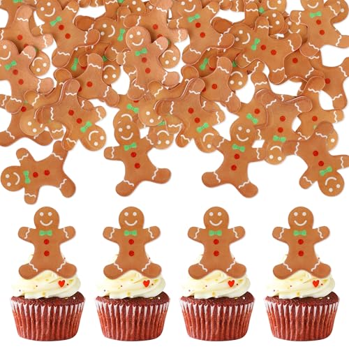 Blumomon 40 Stück Essbare Merry Christmas Cupcake Topper Essbare Christmas Biscuit Man Weihnachts kuchen Dekoration Weihnachtsfeier Feiertagsbedarf von Blumomon