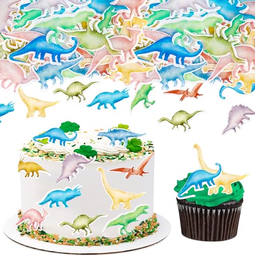 Blumomon 44 Stück Essbar Dinosaurier Cake Topper Dinosaurier-Thema Essbar Tortendeko Essbar Kuchendekoration Für Baby Shower Hochzeit Geburtstag Event Party von Blumomon