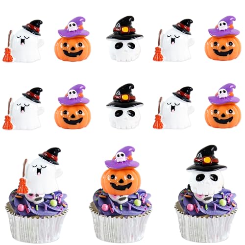 Blumomon 9 Stück 3D Halloween Cupcake Dekorationen Geist Cupcake Toppers Kürbislaterne Kuchen Deko Happy Halloween Anforderungen Für Halloween Theme Geburtstagsparty Gefälligkeiten Zubehör von Blumomon