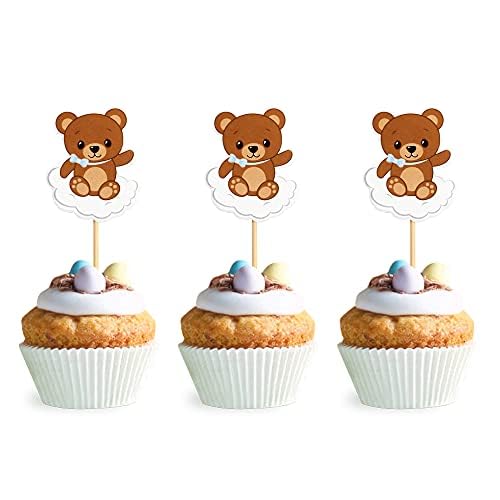 Blumomon Bär Kuchen Dekoration Bär Cartoon Cupcake Dekoration Dusche Baby Kinder Jungen Mädchen Geburtstagsfeier Kuchen Dekoration 25 Stück von Blumomon