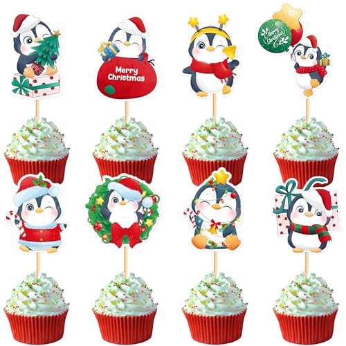 Blumomon Cupcake-Topper mit Pinguin-Motiv, Weihnachtsdekoration, 24 Stück von Blumomon