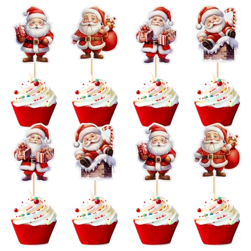 Blumomon Cupcake-Topper mit Weihnachtsmann-Motiv, 24 Stück von Blumomon