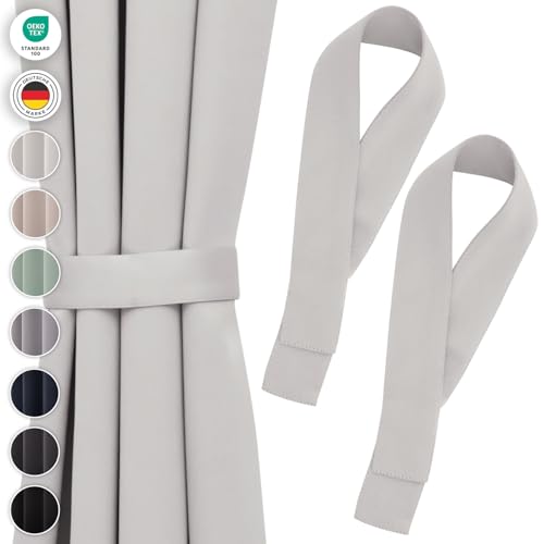 Blumtal Raffhalter für Vorhänge 2X - Vorhang Raffhalter 72x5 cm - waschbare Gardinenhalter Blickdicht - Raffhalter für Gardinen/Gardinen Raffhalter für Verdunkelungsvorhänge & Gardinenschals Grau von Blumtal