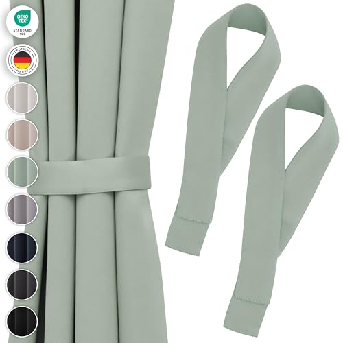 Blumtal Raffhalter für Vorhänge 2X - Vorhang Raffhalter 72x5 cm - waschbare Gardinenhalter Blickdicht - Raffhalter für Gardinen/Gardinen Raffhalter für Verdunkelungsvorhänge & Gardinenschals in Grün von Blumtal