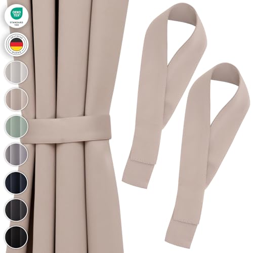 Blumtal Raffhalter für Vorhänge 2X - Vorhang Raffhalter 72x5 cm - waschbare Gardinenhalter Blickdicht - Raffhalter für Gardinen/Gardinen Raffhalter für Verdunkelungsvorhänge & Gardinenschals in Taupe von Blumtal