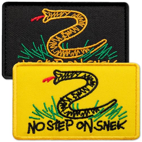 Bluyellow 2 Stück Schwarz und Gelb No Step On Snek Pach mit Haken und Schlaufe, bestickte Gadsden-Flagge, lustige Aufnäher für taktischen Rucksack, kugelsichere Weste, Hundeweste, amerikanischer von Bluyellow