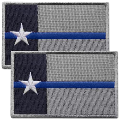 Bluyellow Dünne blaue Linienaufnäher, bestickte Texas-Flagge, Aufnäher mit dünner blauer Linie, Klettverschluss, Polizei-Patches für Polizei-Rucksack, Strafverfolgungsjacke, dezenter Texas-Aufnäher, von Bluyellow