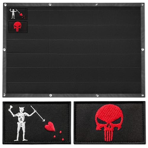 Bluyellow Patchboard-Set inkl. 2 Taktische Patches, Red Skull und Blackbeard Patch, Patchpanel für Moral, Militär, Armee Patches, Polizei Patch Display Board, Große Patchwand 43x27 Zoll von Bluyellow